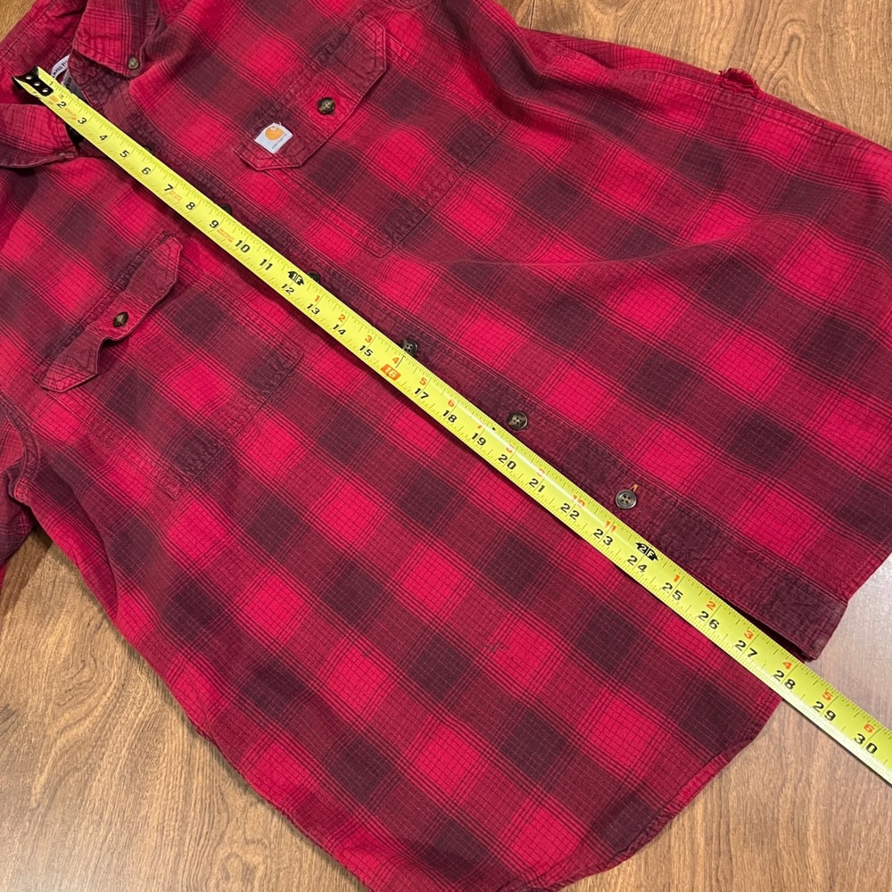 Carhartt Mens Relaxed Fit Shirt Red Black Plaid Long Sleeve Button Down M - Picture 6 of 12